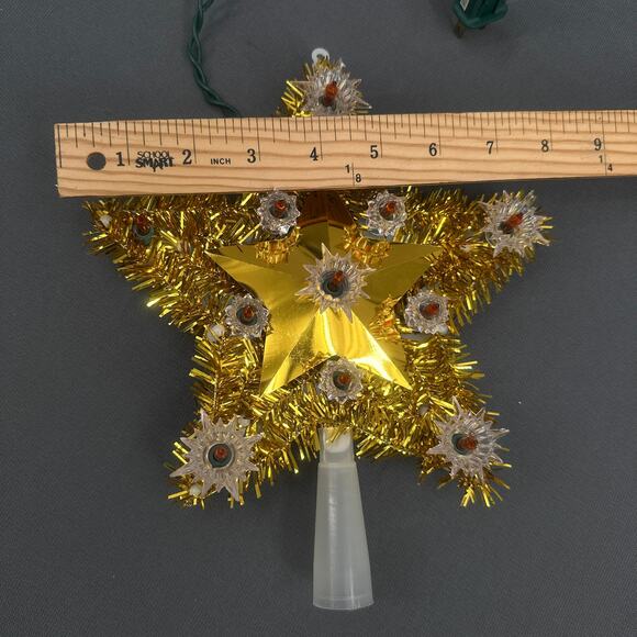 VTG J. Hofert Tree Top 11 Light Gold Star Christmas Topper Indoor Tinsel Kitschy - Picture 14 of 16